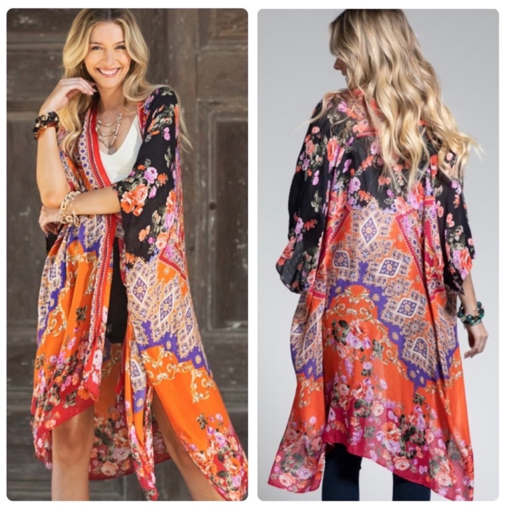 Beautiful Rose Garden Print Kimono